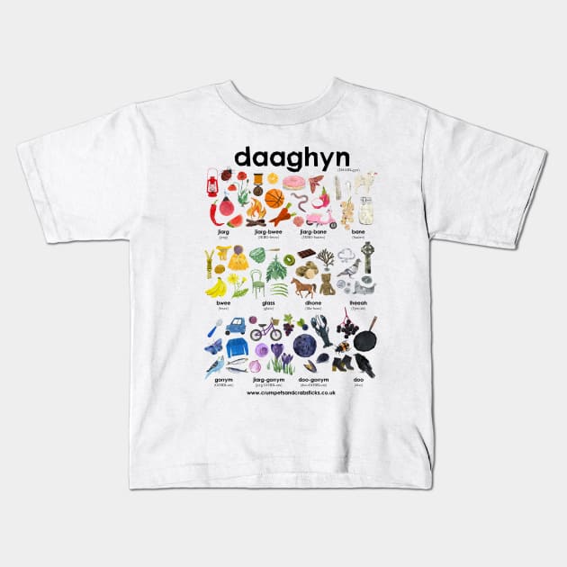 Daaghyn (Colours in Manx Gaelic) Kids T-Shirt by Babban Gaelg